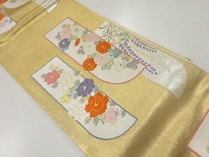 アンティーク　菊に牡丹・藤模様織出し袋帯（材料）